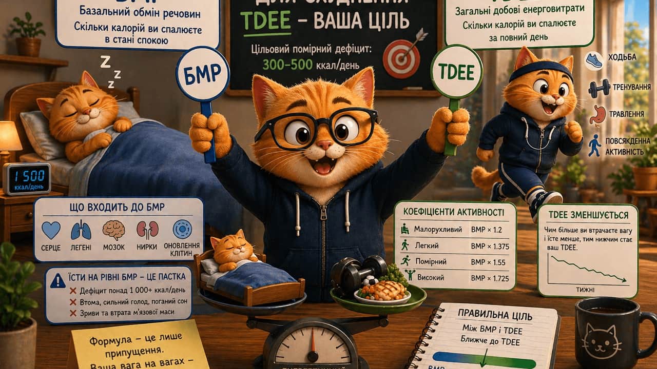 BMR проти TDEE: який тобі реально потрібен (2026)
